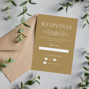 Bloemige Eenvoud 1 Gouden Eiken Minimalistische Tr RSVP Kaartje