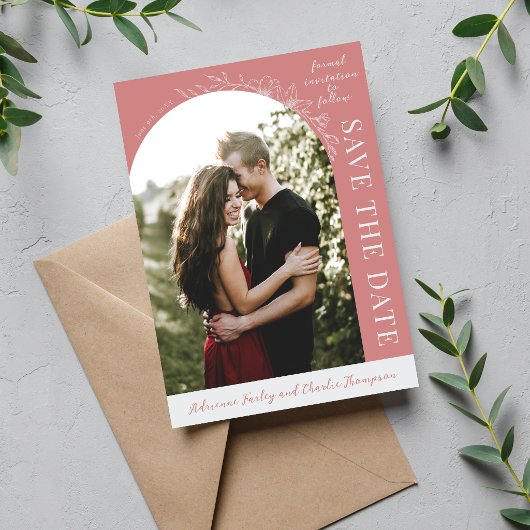 Bloemige Eenvoud 1 Stof Roze Bewaar De Datum Save The Date
