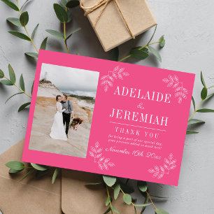 Bloemige Eenvoud 2 Anjer Roze Bruiloft Bedankkaart