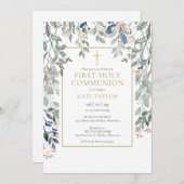 Bloemige Eerste Heilige Communie Kaart (Voorkant / Achterkant)