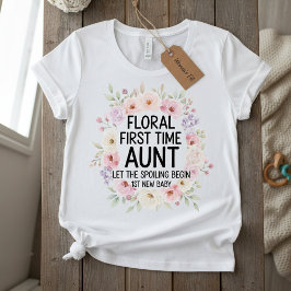 Bloemige Eerste Keer Tante, 1e Nieuwe Baby Vrouwen Tri-Blend Shirt