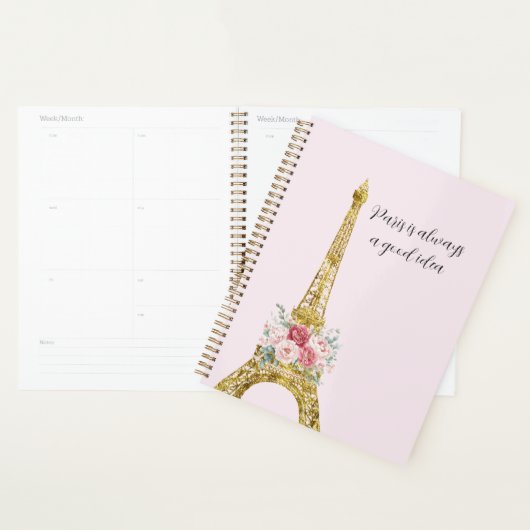 Bloemige Eiffeltoren Parijs is Altijd Een Goed Ide Planner (Display)