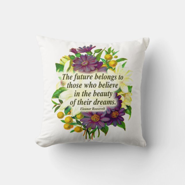 Bloemige Eleanor Roosevelt Citatus Kussensloop Kussen (Voorkant)
