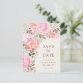 Bloemige Elegante Bewaar De Datum Briefkaart (Staand voorkant)