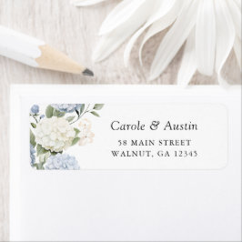 Bloemige Elegante Blauwe Hortensia Groene Adres Etiket