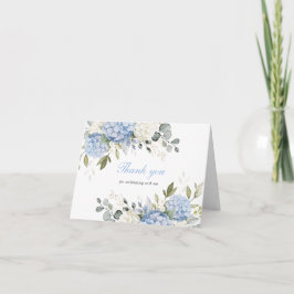 Bloemige Elegante Blauwe Hortensia Groene Dank Je Bedankkaart
