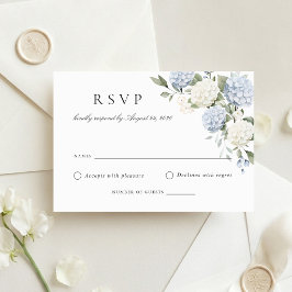 Bloemige Elegante Blauwe Hortensia Huwelijks RSVP Kaart