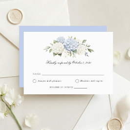 Bloemige Elegante Blauwe Hortensia Huwelijks RSVP Kaart