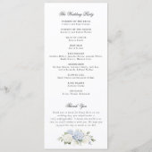 Bloemige Elegante Blauwe Hortensia Huwelijksprogra Programmakaart (Achterkant)