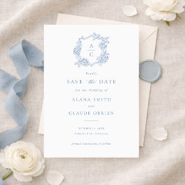 Bloemige Elegante Blauwe Hortensia Kam Save the Da Kaart
