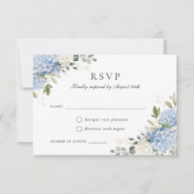 Bloemige Elegante Blauwe Hortensia Respons RSVP Ka