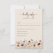 Bloemige Elegante Boho RSVP Kaart (Voorkant)