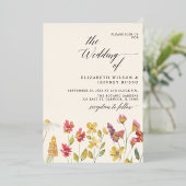 Bloemige Elegante Boho Zomer Wilde Bloemen Bruilof Folie Uitnodiging (Staand Voorkant)