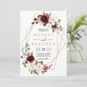 Bloemige Elegante Burgundy Magnolia Groene Frame Kaart (Staand voorkant)