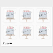 Bloemige Elegante Cake Bruidsdouche Monogram Stick Vierkante Sticker (Vel)