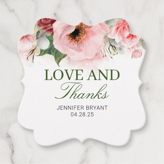 Bloemige Elegante Dank Je Bedankjes Labels (Voorkant)