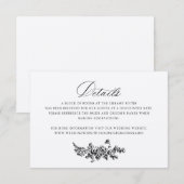 Bloemige Elegante Franse Rozen Kraft Trouwdetails Kaart (Voorkant / Achterkant)