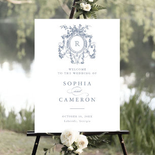 Bloemige Elegante Franse Rozen Wapen Welkomstbord Poster