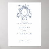 Bloemige Elegante Franse Rozen Wapen Welkomstbord Poster (Voorkant)