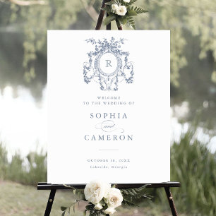 Bloemige Elegante Franse Rozen Wapenschild Welkom Poster