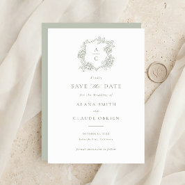 Bloemige Elegante Groene Hortensia Save the Date Kaart
