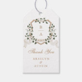 Bloemige Elegante Groene Klimop Crest Bedankt Cadeaulabel (Voorkant)