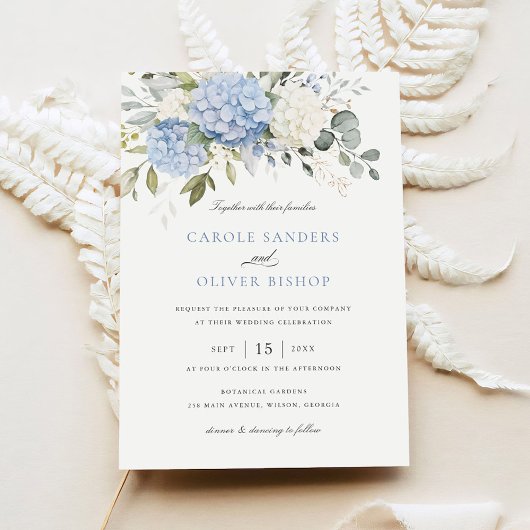 Bloemige Elegante Hortensia Groene Huwelijk Kaart