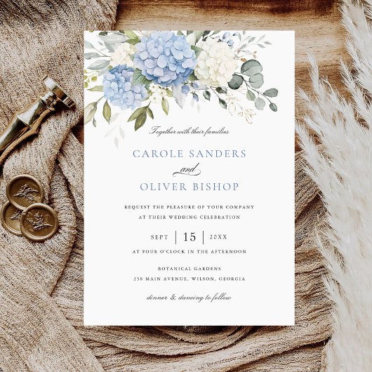 Bloemige Elegante Hortensia Groene Huwelijk Kaart