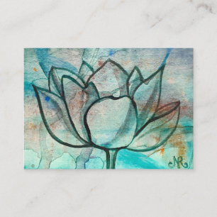 Bloemige elegante kunstzinnige lotus in waterverf  visitekaartje