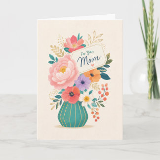 Bloemige Elegante Moederdag Boeket Illustratie Kaart