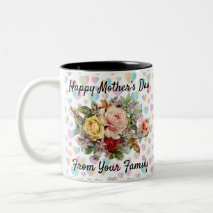 Bloemige Elegante Moederdag Ontwerp Tweekleurige Koffiemok
