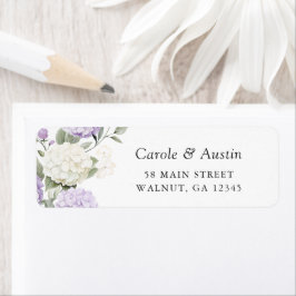 Bloemige Elegante Paarse Hortensia Groene Adres Etiket