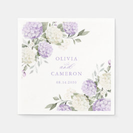 Bloemige Elegante Paarse Hydrangea Groene Huwelijk Servet
