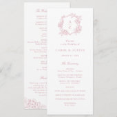 Bloemige Elegante Roze Hortensia Huwelijksprogramm Programmakaart (Voorkant / Achterkant)