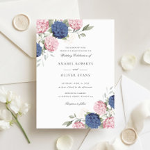 Bloemige Elegante Roze & Marineblauwe Hortensia Br