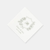 Bloemige Elegante Rozen Wapenschild Saliegroen Mon Servet (Hoek)