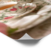 Bloemige elegante theekop koningin van harten  poster (Hoek)