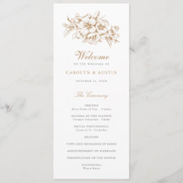 Bloemige Elegante Vintage Botanische Blauwe Trouw Programmakaart