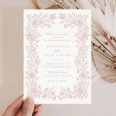 Bloemige Elegante Vintage Frame Trouw Uitnodiging
