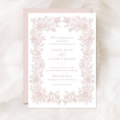 Bloemige Elegante Vintage Frame Trouw Uitnodiging