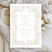Bloemige Elegante Vintage Frame Trouw Uitnodiging