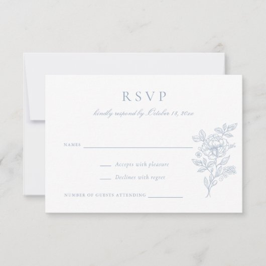 Bloemige Elegante Vintage Trouw RSVP Uitnodiging (Voorkant)