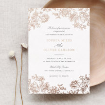 Bloemige Elegante Vintage Trouwdag Roze Goud