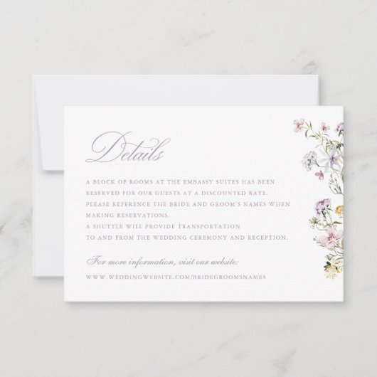 Bloemige Elegante Wilde Bloemen Script Bruiloft De Kaart (Voorkant)