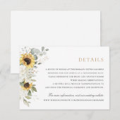 Bloemige Elegante Witte Hortensia Zonnebloemen Det Kaart (Voorkant / Achterkant)