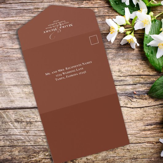 Bloemige Elegante Witte Terracotta Aanschrijfkaart All In One Uitnodiging