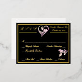 Bloemige Elegante Witte Trouw-RSVP Goud Folie Uitnodiging Briefkaart (Voorkant / Achterkant)