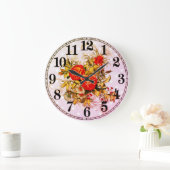 Bloemige Elegantie 10,75" Ronde Acryl Wandklok (Huis)