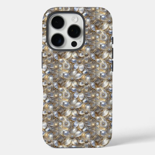 Bloemige Elegantie: Parel-Infused Case-Mate iPhone Case (Achterkant)