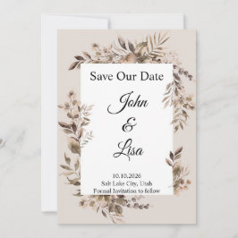 Bloemige Elegantie Save the Date Uitnodiging